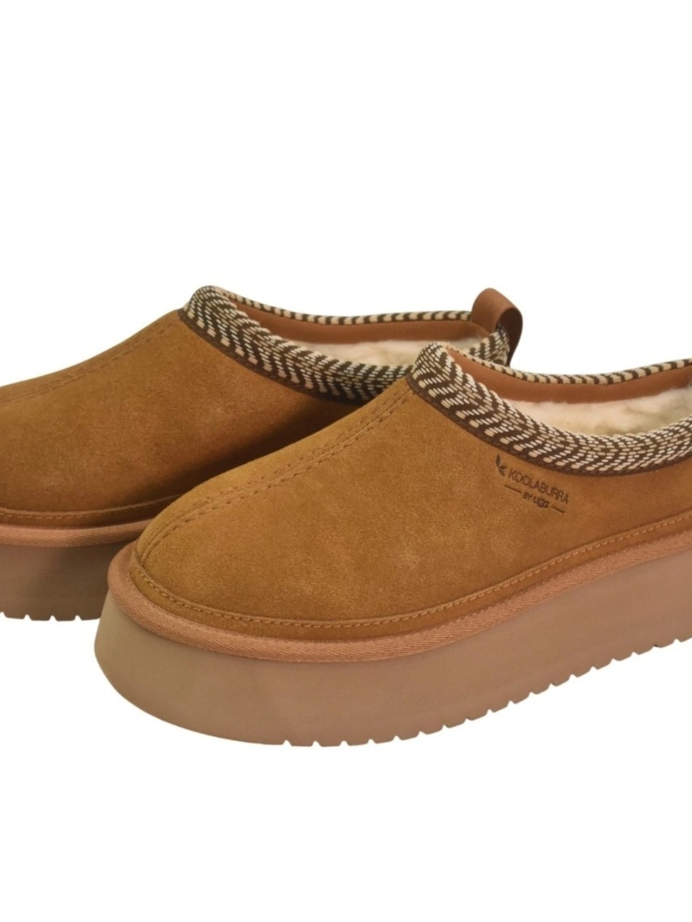 Koolaburra Tan Suede Platform Mule with Fur